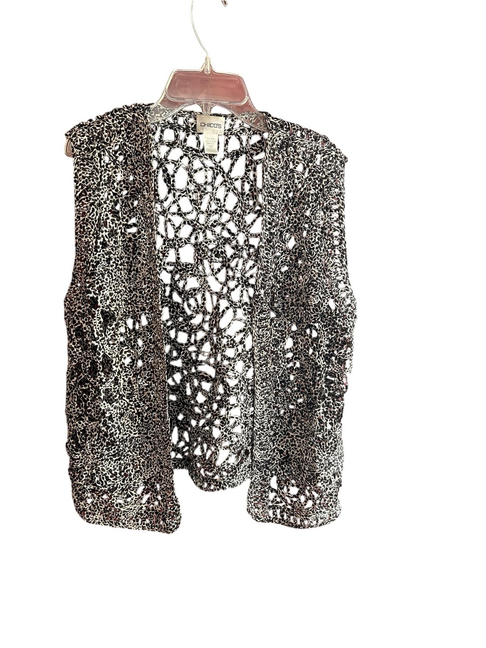 EUC Chico's animal print silk crochet vest Size 3   (XL 16-18)